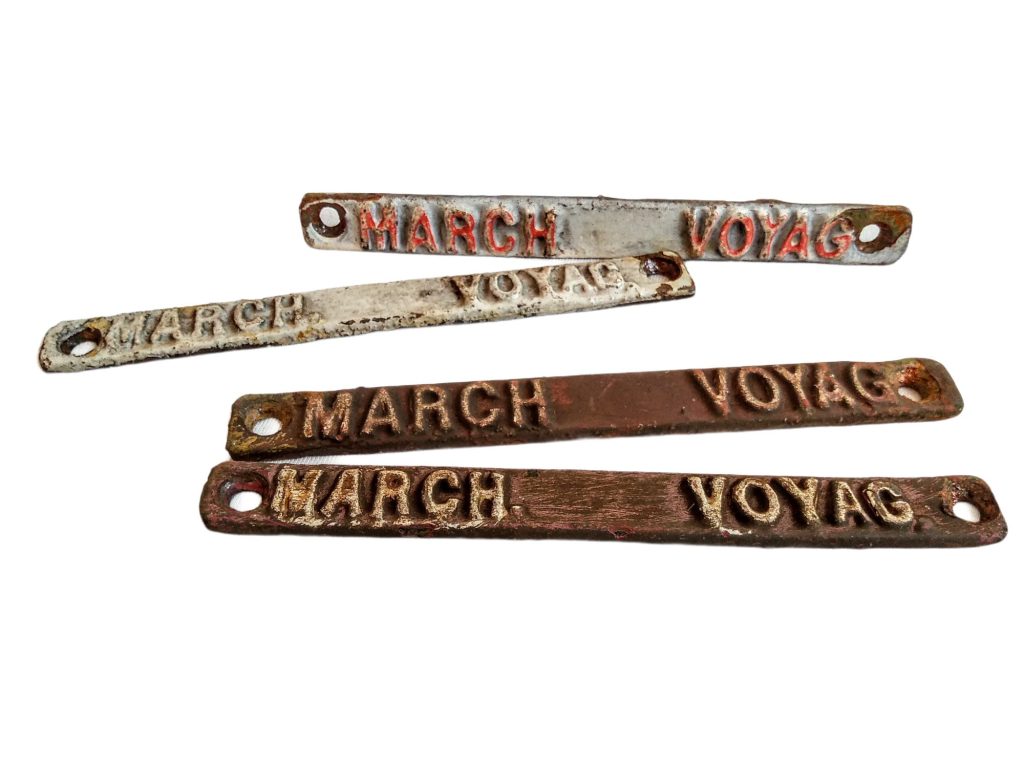 Vintage French Railway Carriage Iron Plaques Plates Badges March Voyag Railroad Memorabillia France circa 1972