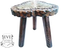 Vintage French Small Stool Worn Leather Top Wooden Wood Stool Chair Seat Side Stand Flower Pot Ornament Display c1960-70’s Vintage French Small Stool Worn Leather Top Wooden Wood Stool Chair Seat Side Stand Flower Pot Ornament Display c1960-70's