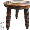 Vintage French Small Stool Table Wooden Wood Chair Seat Side Stand Flower Pot Ornament Display Shelf Prop circa 1970-80's