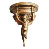 Vintage French Large Plaster Wall Hanging Gold Cherub Angel Faux Stone Plinth Display Stand Display Wall Decor c1960-70's