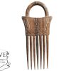 Vintage African Comb Afro Pick Wood Hair Primitive Sculpture Carving Tribal Art Decor Slide Head Accessories c1970-80's