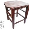 Vintage French Small Home Made Table Wooden Wood Stool Chair Seat Side Stand Flower Pot Ornament Display Prop c1950-60's