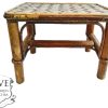Vintage Asian Table Small Stand Bamboo Plant Pot Display Plinth Flower Temple Offering Canework Cane circa 1960-70's