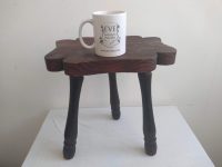Alternative view of Vintage French Small Stool Table Wooden Wood Chair Seat Side Stand Flower Pot Ornament Display Shelf Prop circa 1960-70's