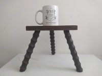 Alternative view of Vintage French Small Stool Table Wooden Wood Chair Seat Side Stand Flower Pot Ornament Display Shelf Prop circa 1930-50's