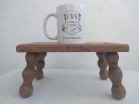 Alternative view of Vintage French Bench Stool Small Tiny Table Wooden Wood Chair Seat Side Stand Flower Pot Display Shelf Prop c1960's