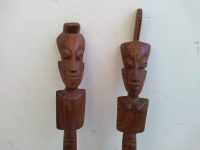 Alternative view of Vintage African Carved Wood Wooden Large Decorative Spoon And Fork Cutlery Wall Kitchen Decor Display c1960-70's