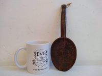 Alternative view of Vintage French Primitive Hand Carved Wood Wooden Large Decorative Spoon Pair Cutlery Wall Kitchen Decor Display c1920-40's