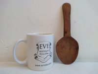 Alternative view of Vintage French Primitive Hand Carved Wood Wooden Large Decorative Spoon Pair Cutlery Wall Kitchen Decor Display c1950-60's