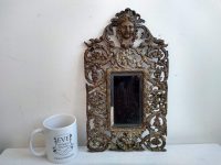 Alternative view of Antique French Bronze Metal Gold Mirror Gift Glass Wall Mirror Decorative Florentine Victorian Baroque Style circa 1910-20's