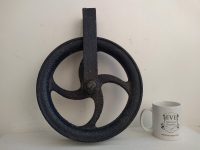 Alternative view of Antique French Wheel Pulley Large Well Barn Industrial Agricultural Farm Commercial Shop Pull Decor Functional c1910-30's