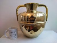 Alternative view of Antique French Large Brass Pot Bruised Container Vase Flask Storage Planter Tarnish Patina Decorative Display circa 1910's