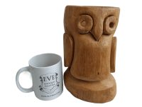 Alternative view of Vintage French Wooden Owl Desk Bedside Lounge Office Standing Electric Lamp Light Log Display Prop circa 1970's