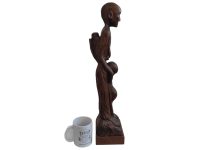 Alternative view of Vintage German Art Sculpture Rwandan Genocide African Famine Memorium Wooden Wood Artwork Carved Statue Carving c1990's