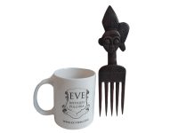 Alternative view of Vintage African Comb Afro Pick Head Wood Hair Sculpture Carving Tribal Art Decor Slide Head Jewellery Accessories c1990-00's