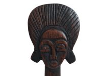 Alternative view of Vintage African Comb Afro Pick Head Wood Hair Sculpture Carving Tribal Art Decor Slide Head Jewellery Accessories c1990-00's