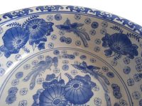 Alternative view of Vintage French Large Wash Water Bowl Sink Traditional Large Ceramic Dish Planter Pot Fruit Display Blue White c1970-80's