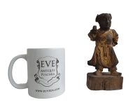 Alternative view of Antique Tibetan Nepalese Chinese Wooden Monk Figurine Ornament Gold Gilded Decorative Display Wooden Wood Collector c1900's