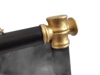 Alternative view of Vintage French Wooden Wood Bamboo Look Wall Hanging Mirror Wood Glass Black Gold Bathroom Cloakroom Hallway c1960-70's