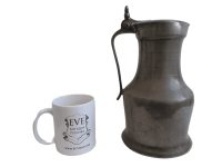 Alternative view of Antique French Heavy Pewter Beer Ale Cider Traditional Bar Serving Jug Pitcher Display Traditional France Decor Serving c1880's