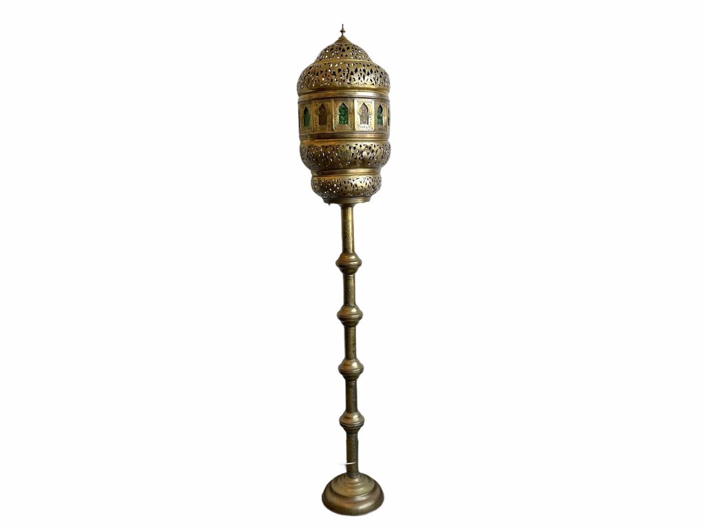 Vintage Algerian Moroccan Tunisian Brass Tall Large Standing Lamp Electric Boho Islamic Decor Design c1970-80’s