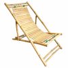 Vintage Asian Bamboo Deck Chair Sun Lounger Natural Weathered Chaise Longue Foldable Beach Garden Carry On circa 2000s