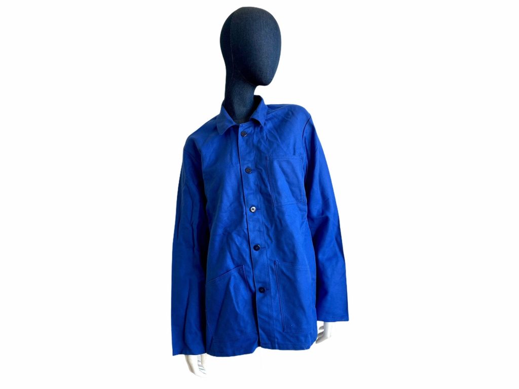 Vintage French Blue Work Cotton Jacket Farmer Jacket Indigo Dyed Size 42 M/L Workwear 1990-00