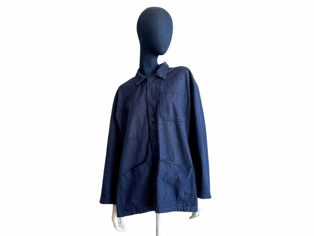Vintage French Blue Work Cotton Jacket Farmer Jacket Size 56 XL Workwear 1970’s