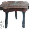 Vintage French Small Stool Table Wooden Wood Chair Seat Side Stand Flower Pot Ornament Display Shelf Prop circa 1960-70's