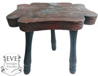 Vintage French Small Stool Table Wooden Wood Chair Seat Side Stand Flower Pot Ornament Display Shelf Prop circa 1960-70's