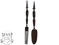 Vintage African Carved Wood Wooden Large Decorative Spoon And Fork Cutlery Wall Kitchen Decor Display c1960-70's