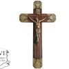 Vintage French Crucifix Wood Metal Christ With Patina Catholic Church Chapel Cross Religious Symbol Jesus c1960-70's