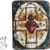 Vintage French Montmatre Religious Plaque Metal Rust With Patina Catholic Church Chapel Cross Religious Symbol c1930-50's