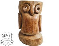 Vintage French Wooden Owl Desk Bedside Lounge Office Standing Electric Lamp Light Log Display Prop circa 1970's