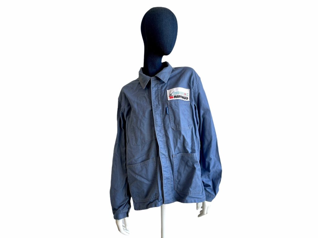 Vintage French Blue Work Cotton Jacket Farmer Jacket Indigo Dyed Size 48 M/L Workwear 1970’s