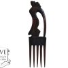 Vintage African Comb Afro Pick Bird Wood Hair Sculpture Carving Tribal Art Decor Slide Head Jewellery Accessories c1990-00's