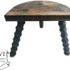 Vintage French Small Stool Table Wooden Wood Chair Seat Side Stand Flower Pot Ornament Display Shelf Prop circa 1930-50's
