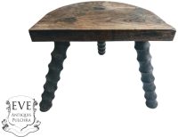 Vintage French Small Stool Table Wooden Wood Chair Seat Side Stand Flower Pot Ornament Display Shelf Prop circa 1930-50's