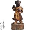Antique Tibetan Nepalese Chinese Wooden Monk Figurine Ornament Gold Gilded Decorative Display Wooden Wood Collector c1900's