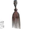 Vintage African Comb Afro Pick Wood Hair Sculpture Carving Tribal Art Decor Slide Head Accessories c1980-90's