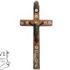 Vintage French Crucifix Mother Of Pearl Shell With Patina Catholic Church Chapel Cross Religious Symbol Jesus c1950-60's