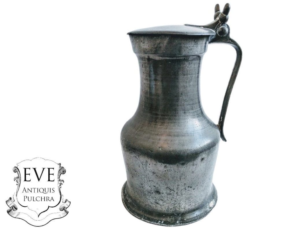 Antique French Heavy Pewter Beer Ale Cider Traditional Bar Serving Jug Pitcher Display Traditional France Decor Serving c1880’s
