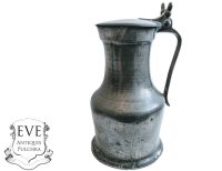 Antique French Heavy Pewter Beer Ale Cider Traditional Bar Serving Jug Pitcher Display Traditional France Decor Serving c1880's