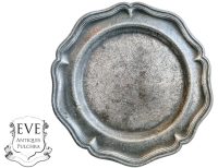 Antique French Small Pewter Dinner Plate tray charger platter serving lap table display bashed bruised patina c1800-50's