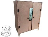 Vintage French Doll Wardrobe Home Made Toy Furniture Wooden Set Play Pretend Shop Display Pink Mirror circa 1960-70's