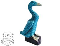 Vintage Chinese Duck Blue White Export Porcelain Figural Ducks Ceramic Ornament Decorative Figurine Small circa 1950-60's