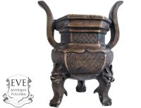 Antique Chinese Ming Style Bronze Incense Burner Storage Display Pot Container Holder Display Ornament Curiosity c1910's
