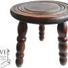 Vintage French Small Stool Table Wooden Wood Chair Seat Side Stand Flower Pot Ornament Display Shelf Prop circa 1960-70's