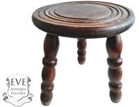 Vintage French Small Stool Table Wooden Wood Chair Seat Side Stand Flower Pot Ornament Display Shelf Prop circa 1960-70's