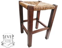 Vintage French Wood Wooden Woven Strung Footstool Foot Stool Rest Footrest Display Stand Plinth Plant Display circa 1970-80's